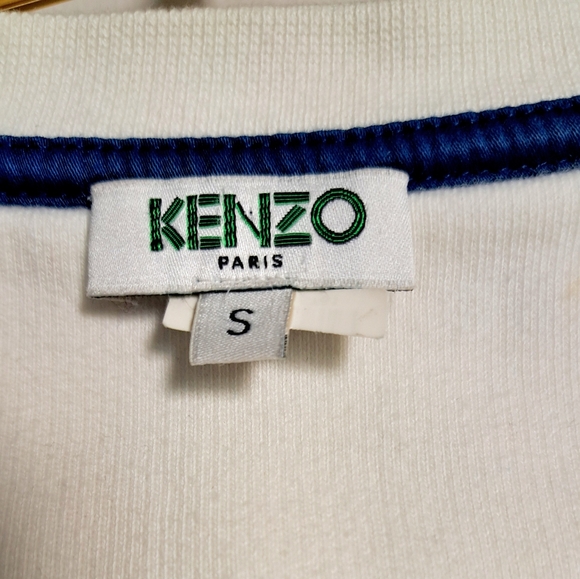KENZO PARIS CREAM COTTON COLOR SWEATER SMALL. K IN THE FRONT GOLD ACCENTS. - Picture 4 of 8